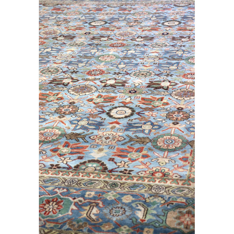 Mina Khani Wool Southwestern Area Rug in Blue/Aqua/Brown, Rectangle 7'10" x 10'