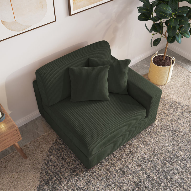Milbrey 104.1Cm Wide Armchair, Green Corduroy
