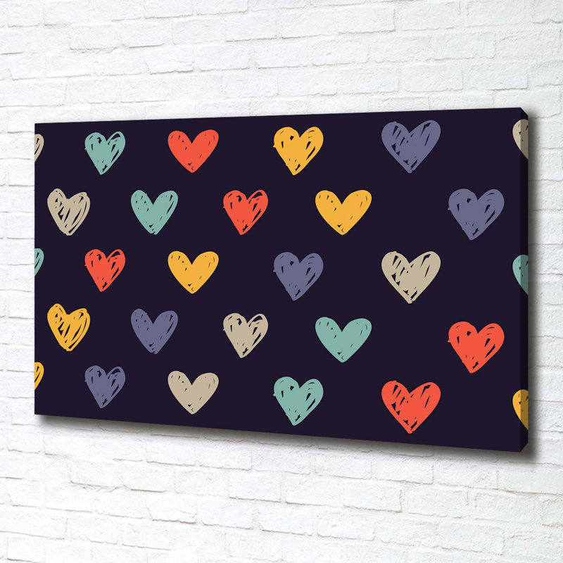 Colorful hearts 1 Piece Wrapped Canvas Wall Art