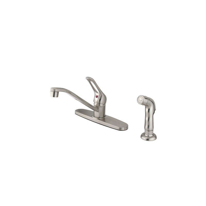 Wyndham Single Handle Centerset Kitchen Sink Faucet with Loop Handle, Satin Nickel