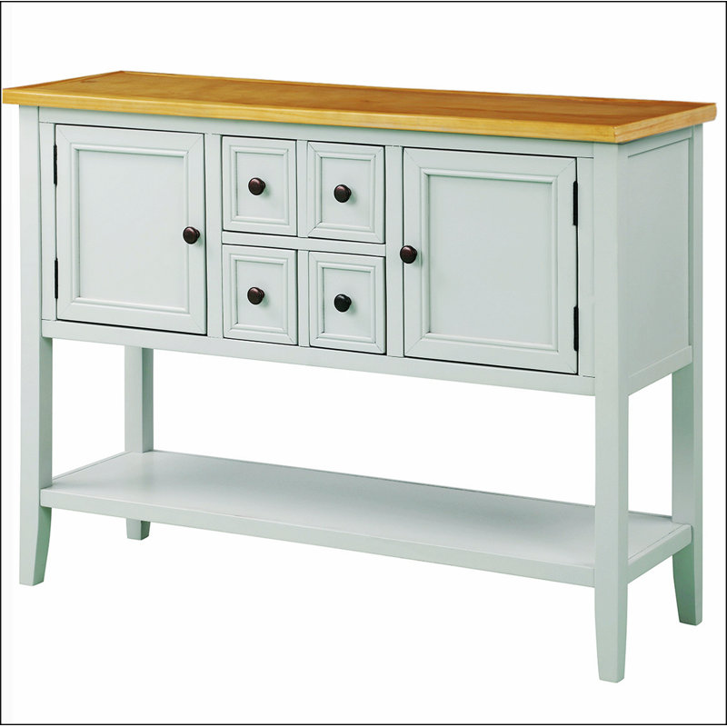 Cambridge Series Buffet Sideboard Console Table with Bottom Shelf, Lime White, Gray