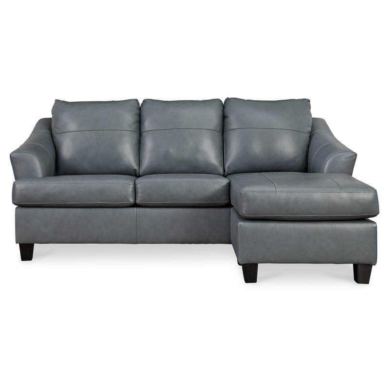 Canapé modulaire méridienne Geno, cuir gris acier moderne, 88 po