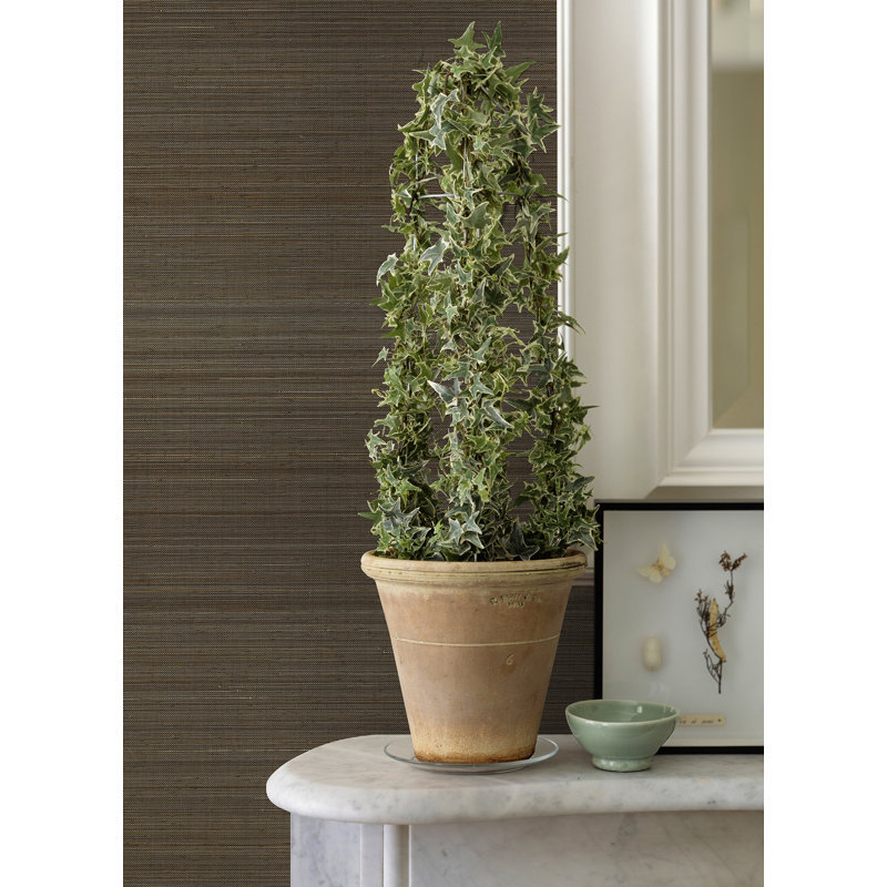 Loom Striped Grass Cloth Wallpaper Roll, Dark Gray