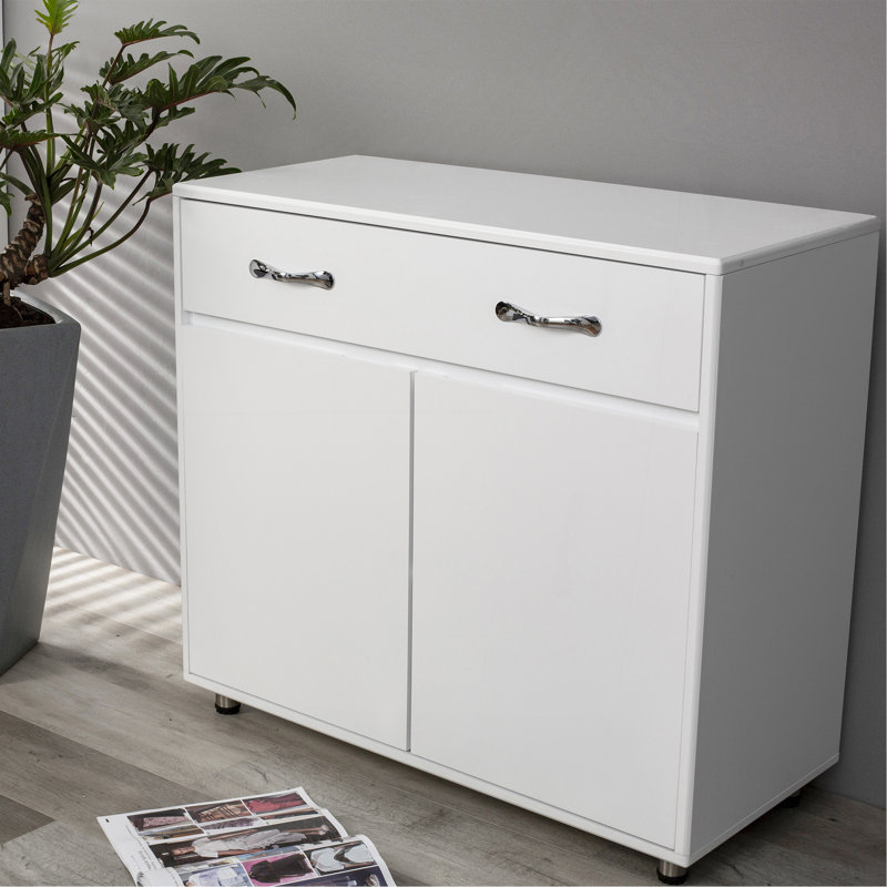Two Door Side Table In White, A Stylish And Functional Addition To Any Room