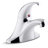 Coralais Single-Handle Centerset Bathroom Sink Faucet with Plastic Pop-Up Drain and Lift Rod