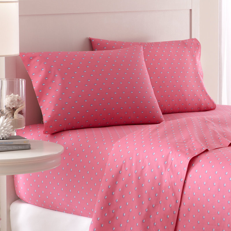 Skipjack 200 Thread Count Cotton Sheet Set, Sunset Pink, Queen