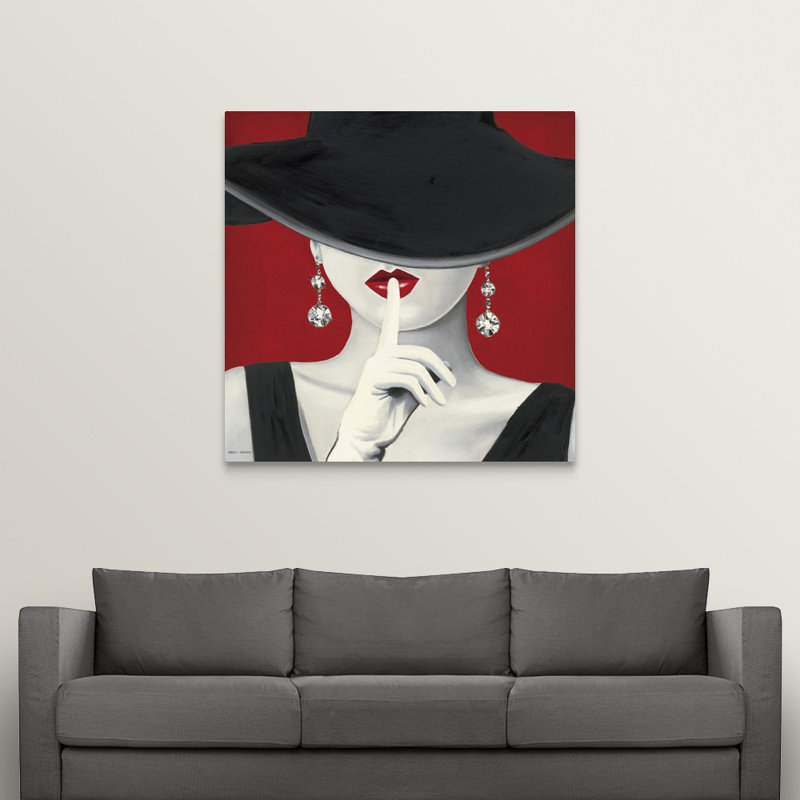 « Haute Chapeau Rouge I » par Marco Fabiano, impression de peinture, H 35 po x l 35 po, Toile tendue, Sans cadre