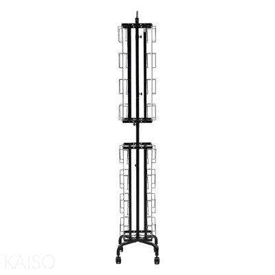 Greeting Cards Display Rack, 32 Pockets Rotating Postcard Brochure Display Stand, 360° Spinning Card Display Rack With Sign Holder & 4 Wheels (2 Lockable) For Exhibitions Office Trade Show