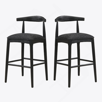 Bar Stool In Black Fabric (Set Of 2)