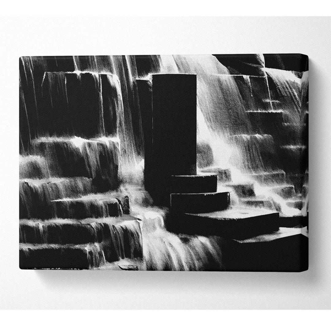 Wasserfall B N W - Kunstdrucke auf Leinwand