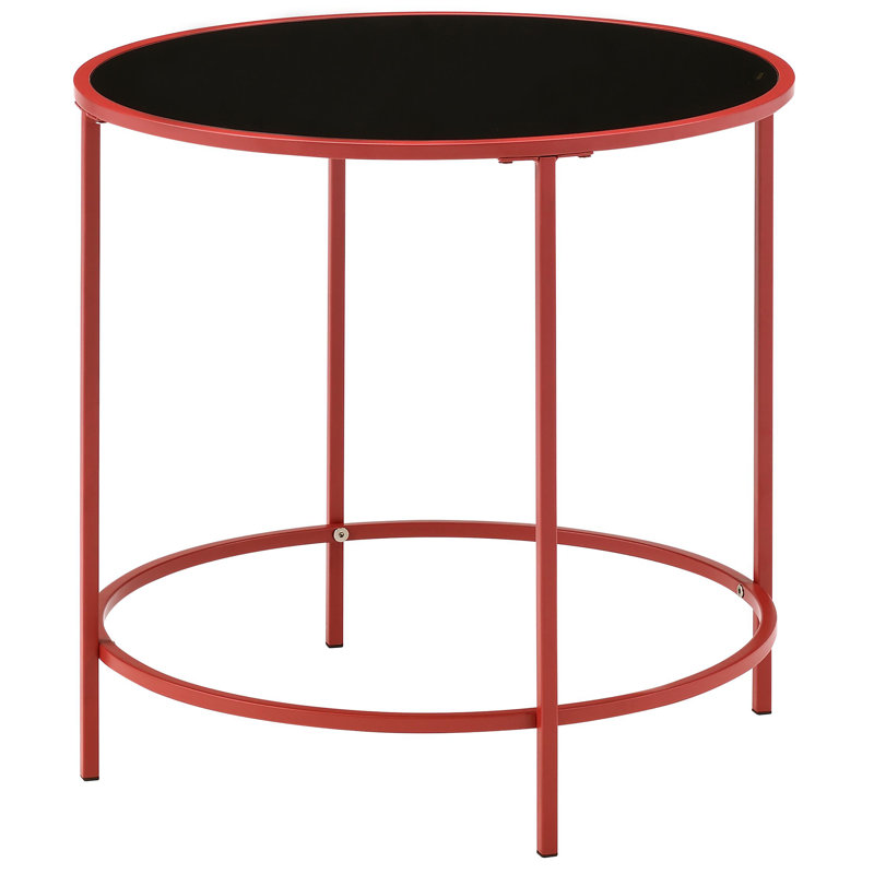 Silverlock Glass Top End Table, Red