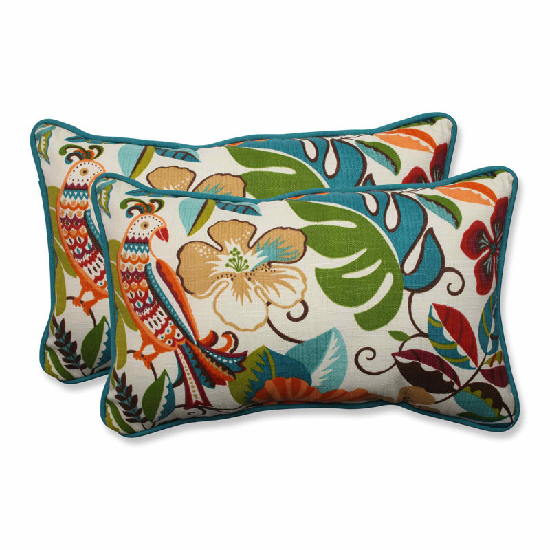 Lensing Floral Outdoor Throw Pillow, Jungle, 11.5" H x 18.5" W