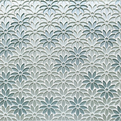 Carreau de mosaïque murale en verre bleu et taupe 9 po x 11 po (0,69 pi2 / pièce)