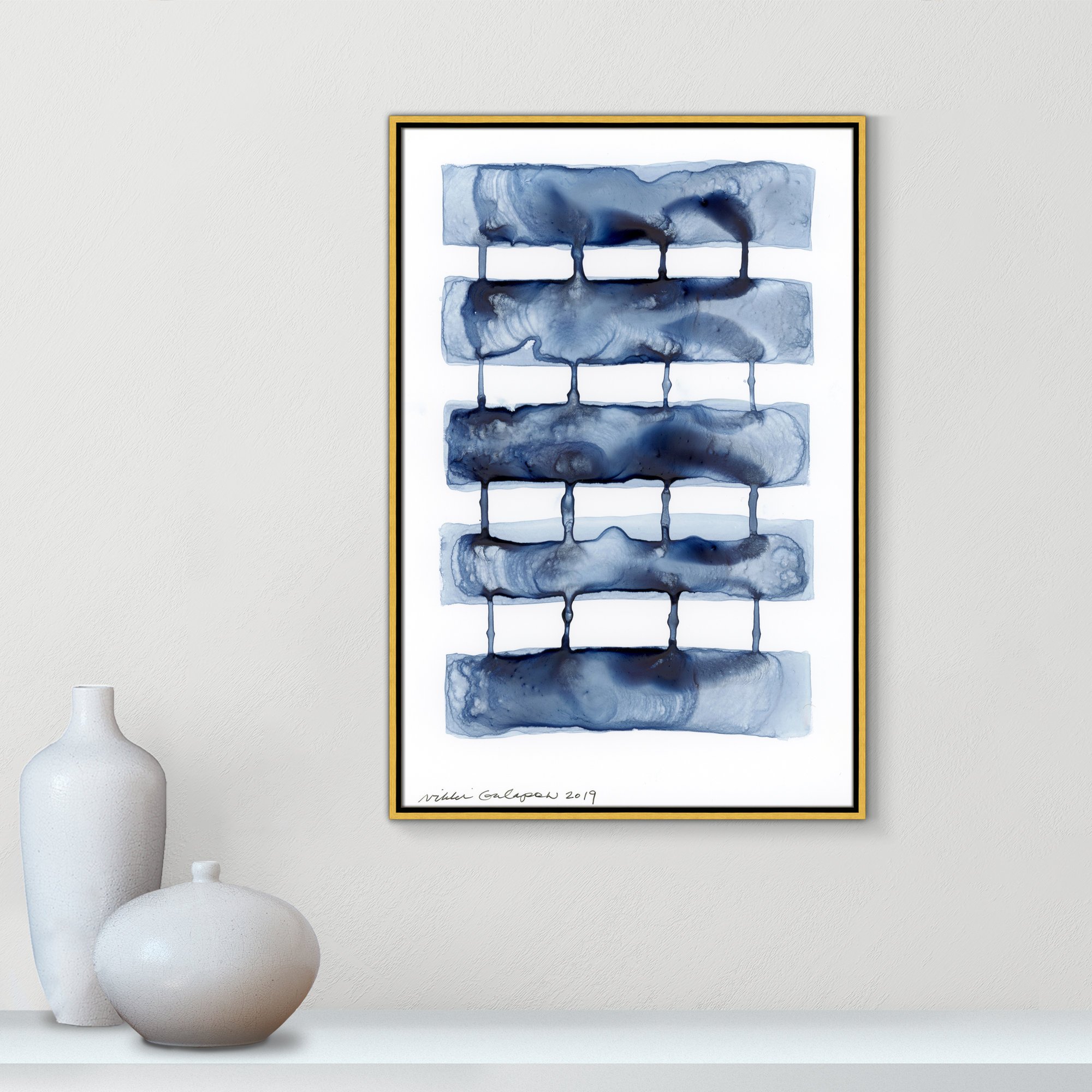 Stitched Together I by Nikki Galapon - Solid Wood Rectangle Print Single Piece Item on Canvas, Gold Framed Canvas