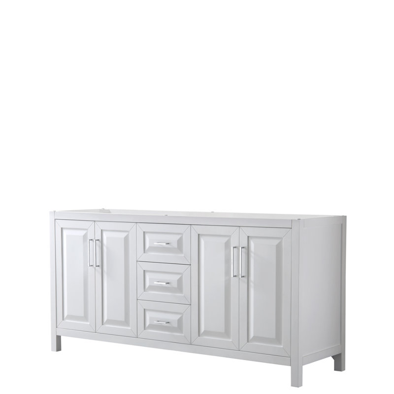 Daria 72'' W Double Vanity, White, Carrara Cultured Marble, Polished Chrome