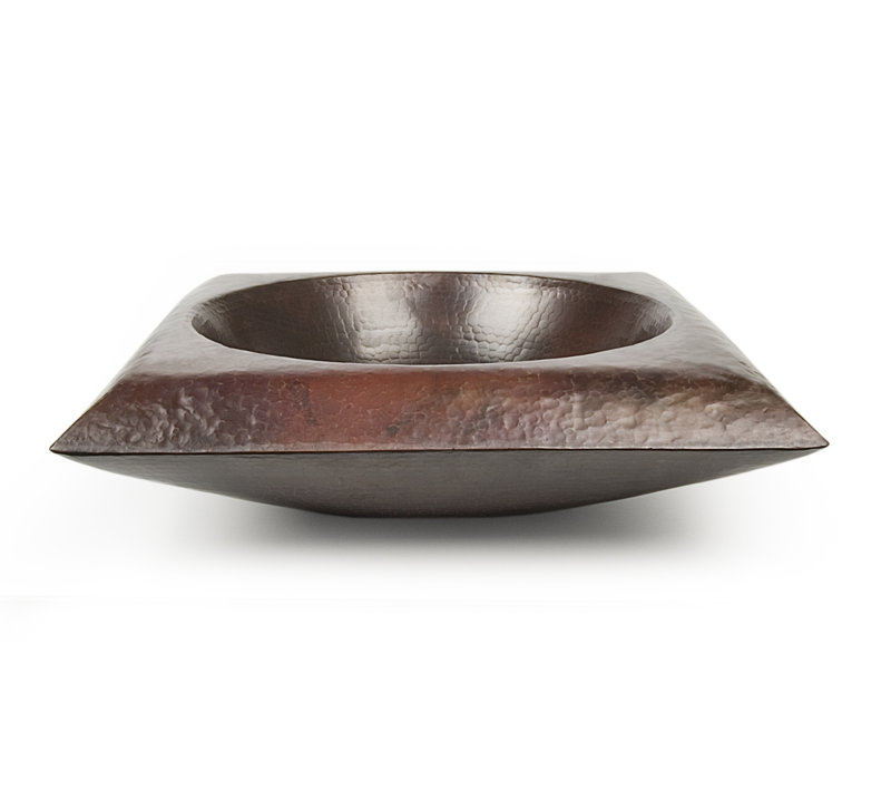 D'Vontz Bonaire 16.5'' Copper Square Bathroom Sink, Dark Smoke Copper