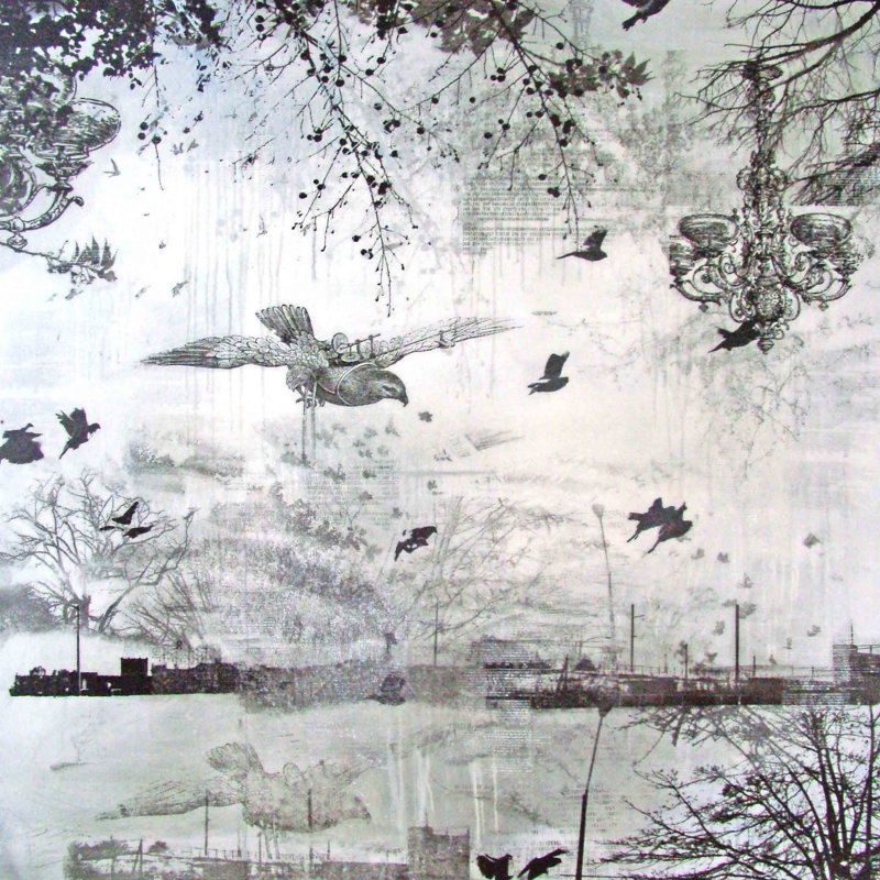 Peripheral Collage by Tracy Silva Barbosa - Wrapped Canvas Painting, 45cm H x 45cm W