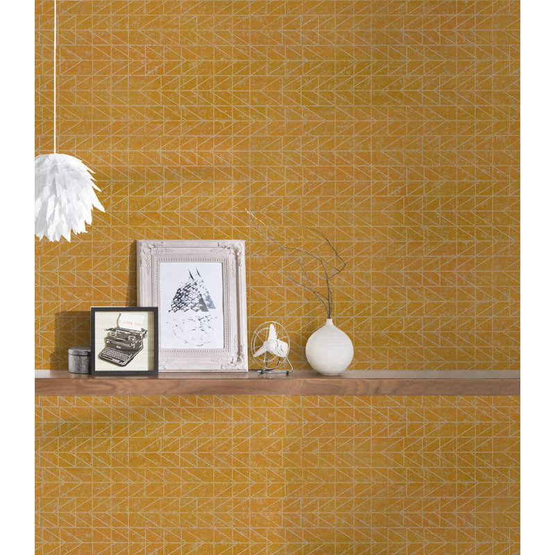 Parchure 10.05m x 53cm Textured Matte Finish Non Pasted Roll, Silver/Yellow