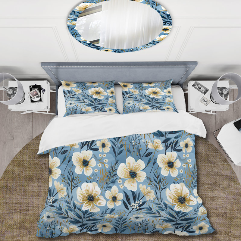 Ensemble de housse de couette Michaelangour - Floral, Housse de couette simple + 1 taie décorative stan