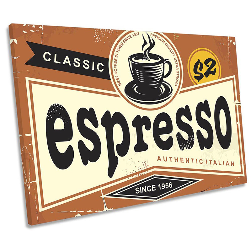 Espresso Retro Kitchen - Wrapped Canvas Print, 30.5cm H x 45.7cm W