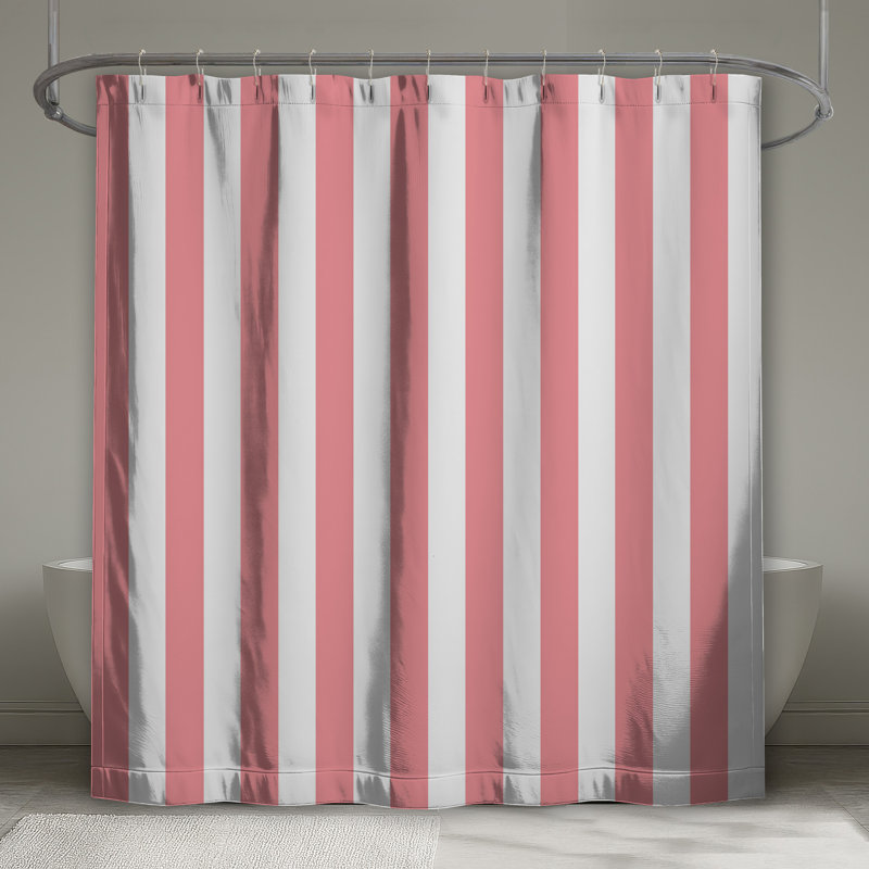 Pink Vertical Stripes Shower Curtains Extra Long, 70in W x 72in H
