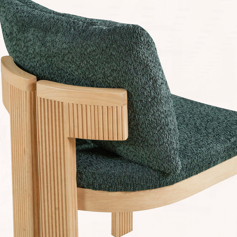 Chaise de salle à manger d'intérieur avec structure en bois d'hévéa et assise moelleuse verte, ensemble de 2, Vert