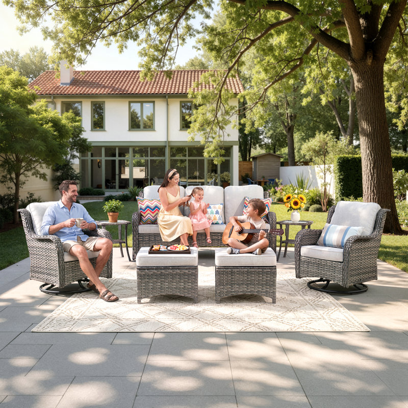 Tommy 5 -Person Outdoor Seating Group With Cushions, Gray