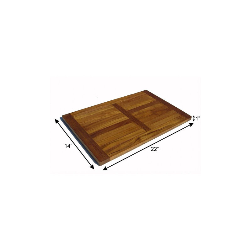 Tapis de bain antidérapant en teck naturel 22 po