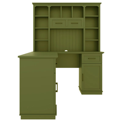65" Large Computer Desk L-Shaped Desk With Bookshelf For Home Office