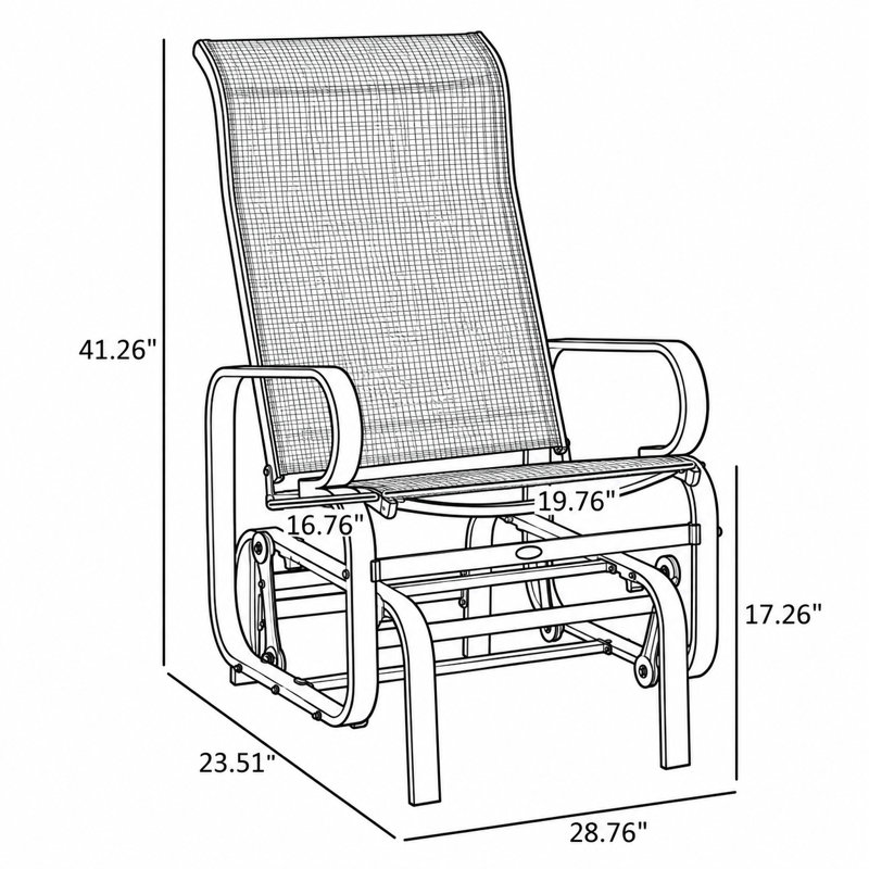 Fauteuil de patio moderne à structure en acier avec glissement fluide, idéal pour les jardins et les balcons, Tan