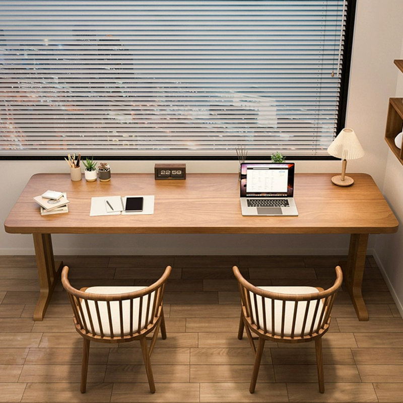 Brown Rectangular Solid Wood desks, 29.53" H x 55.12" W x 23.62" D