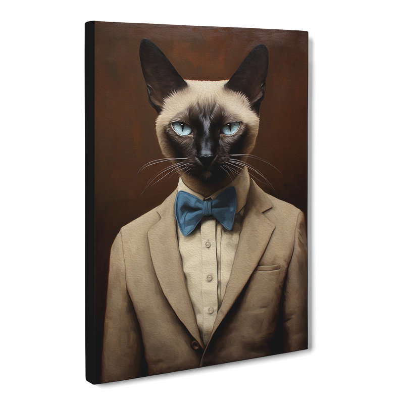 Siamese Cat In A Suit No.4 - Print, 50cm H x 35cm W x 3cm D