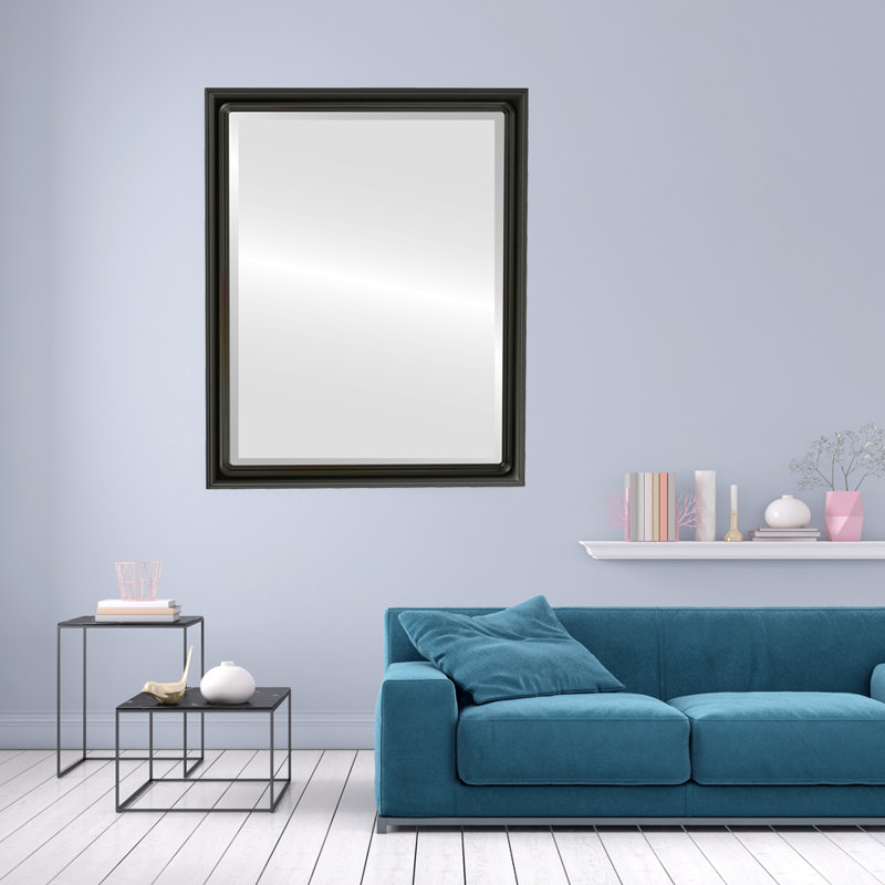Miroir décoratif rectangulaire encadré Wooler, H 25 po x l 21 po, Noir mat