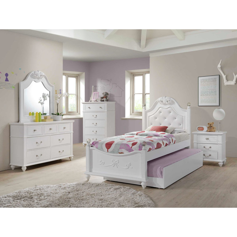 Ensemble de chambre à coucher avec lit gigogne 6 pièces Guice, Lit simple