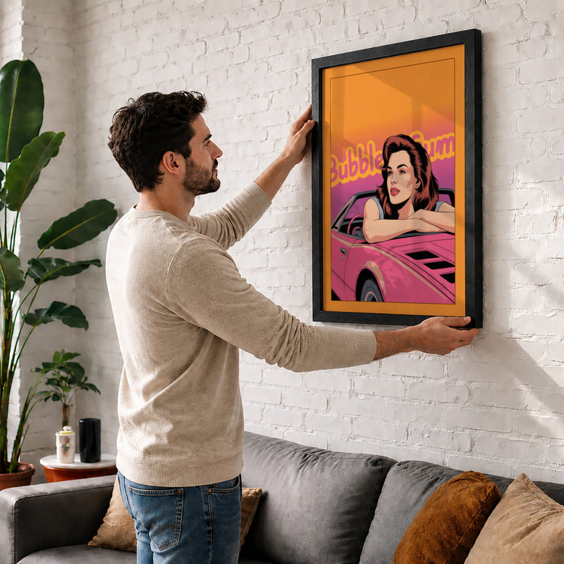 Bubble Dream Retro - Framed Print, A4 - 29.7 x 21.0 cm, Black