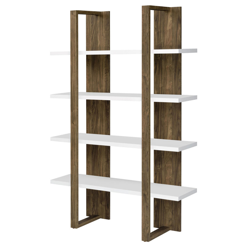 Etagere Bookcase, Aged Walnut/White Incor