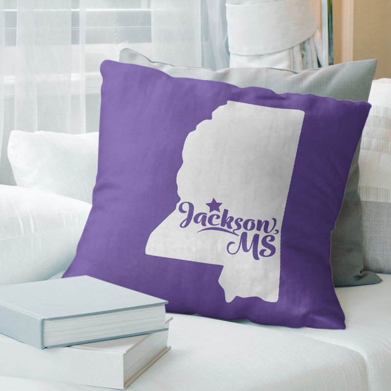 Cotton Blend Reversible Throw Pillow, 20" x 20", Purple, Jackson