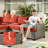 
Burcin Outdoor Rattan Woven Sofa With Luminous End Table And Swivel Chair-604153863