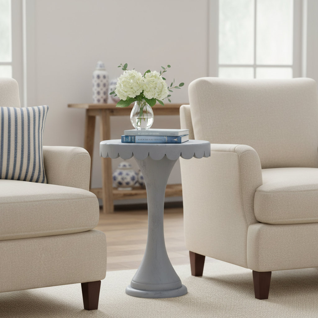 Linda 18" Mango End Table, Light Blue