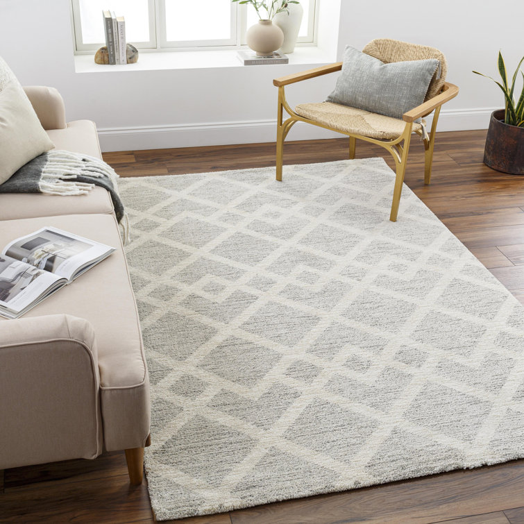 Rectangle  Deangelo Moroccan Machine Woven Area Rug in Light Grey