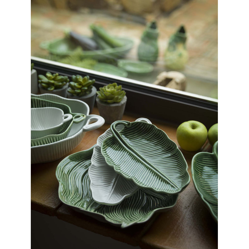 Ensemble de 2 sculptures de feuilles et de bananes, Vert
