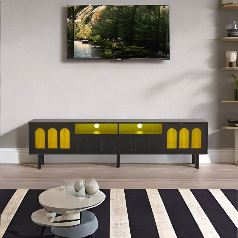 Meuble télé de style crème, Noir, noir, noir, noir