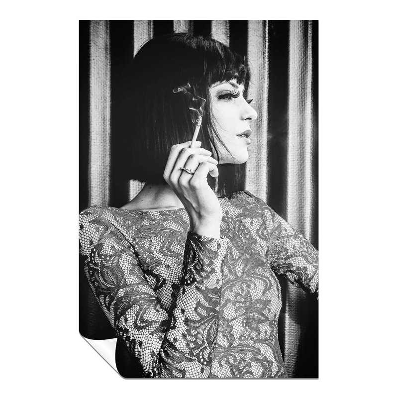 Elegant Woman Smoking Cigar Portrait - No Frame Print, 31cm H x 20cm W x 0.5cm D