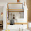 Lit plateforme simple avec tiroirs, lit maison en bois massif avec tablettes, conception enfantine, blanc et naturel-174662876