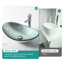 Lavabo argenté en verre trempé, bonde escamotable, idéal pour les salles de bains modernes, poids du produit : 5,85 kg, mécanisme intégré, convient à différents styles d’intérieur.