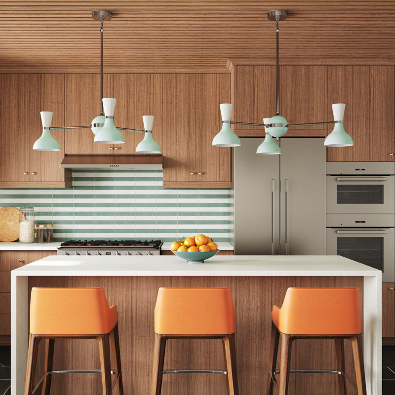 Lustre Clare Light, Laiton moderne, H 56,25 po x l 76 po x P 15 po, Bleu-vert