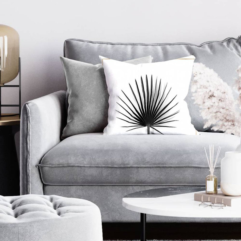 Cabbage palm leaf with gold lines - 16"x16" Throw pillow - Poly twill - Print on demand, Polyester