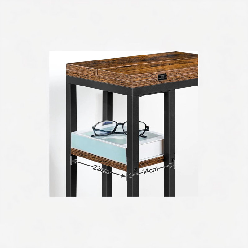 Naarden Rustic C Shaped Table Foldable End Table Industrial Side Sofa Tables Living Room