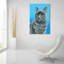 «Grey Cat» par Rebecca Wang, art mural en verre acrylique, 24 po x 36 po-101650555