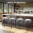24" Modern Upholstered Bar Stool, Round Counter Height Stool with Black Metal Frame & Footrest, Soft Lambswool-Inspired Seat for Kitchen Island-2009996350